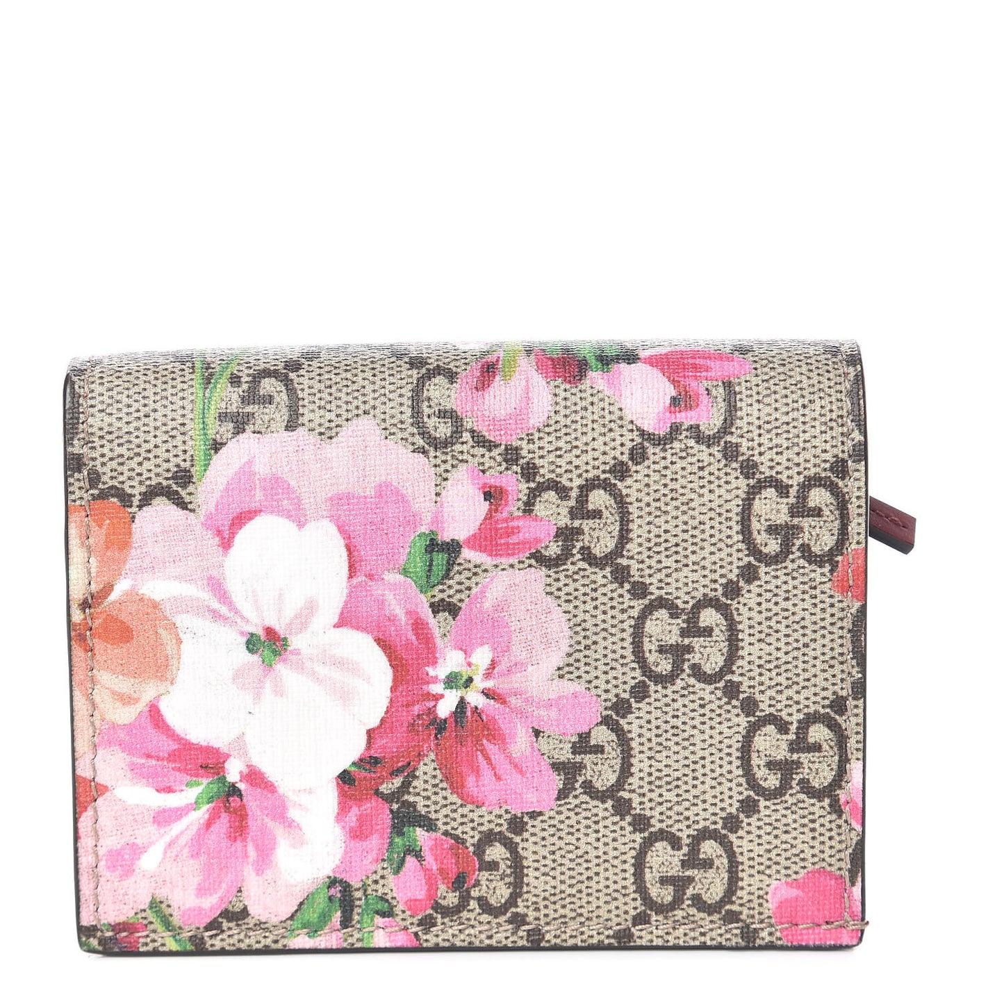 GG Supreme Monogram Blooms Card Case Wallet Beige Multicolor Dry Rose