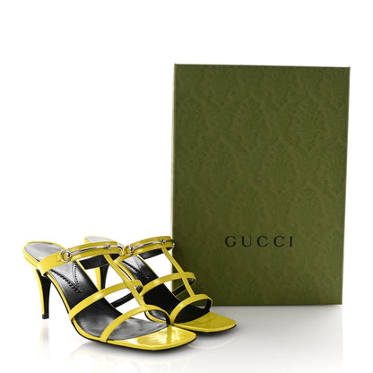 Gucci Patent Calfskin Horsebit Divine 75mm Slide Sandals 39.5 Acid Lime 9 of 9