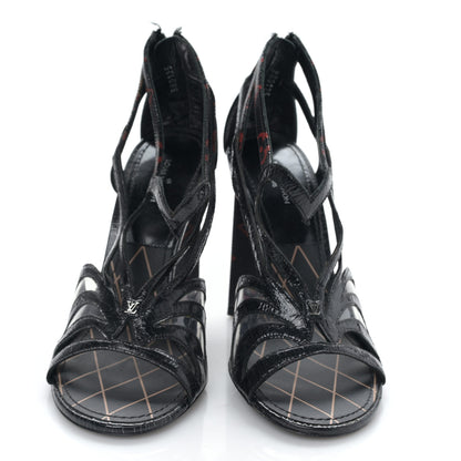 Louis Vuitton Monogram Infrarouge Glazed Calfskin Queen Of Hearts Sandal Pumps 37 Black 2 of 8