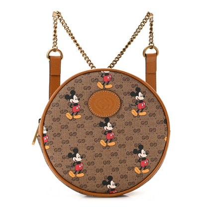 Gucci X DISNEY Mini Vintage GG Supreme Monogram Mickey Mouse Round Backpack Beige Vintage Sun Oil 1 of 11