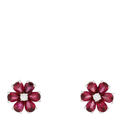 Harry Winston Platinum Ruby Diamond Forget Me Not Earrings 1 of 4