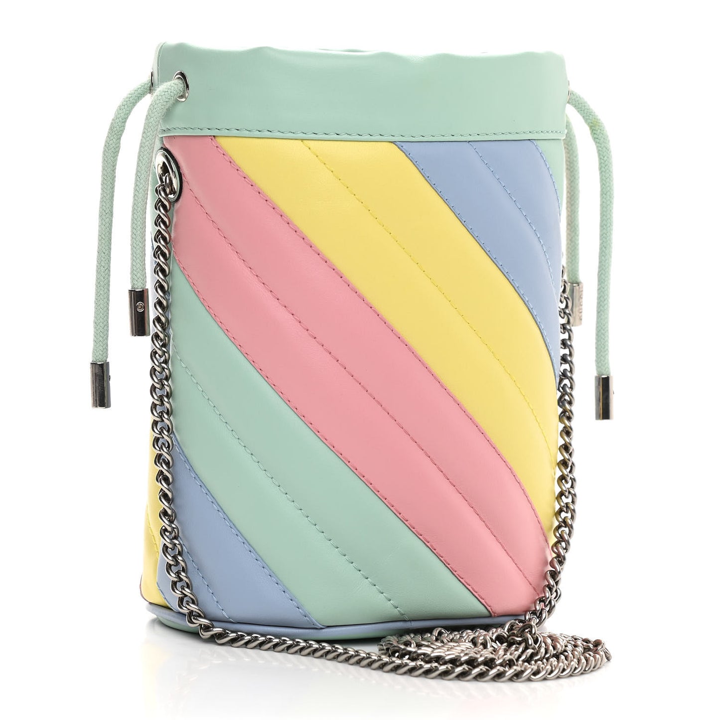 Calfskin Matelasse Diagonal Mini GG Marmont 2.0 Bucket Bag Pastel Multicolor