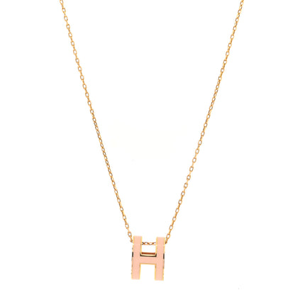 Hermes Lacquered Gold Pop H Pendant Necklace Rose Dragee 1 of 7