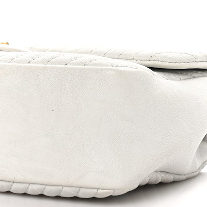 Chanel Calfskin Surpique Chevron Small Flap White 9 of 9