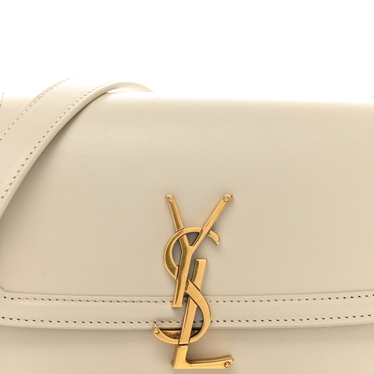 Saint Laurent Smooth Calfskin Monogram Small Solferino Satchel  Blanc Vintage 8 of 13