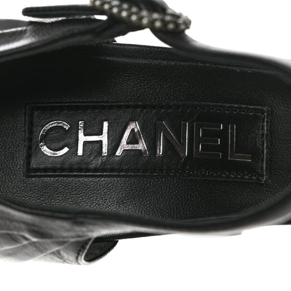 Chanel Lambskin Pearl CC Sandals 39.5 Black 7 of 9