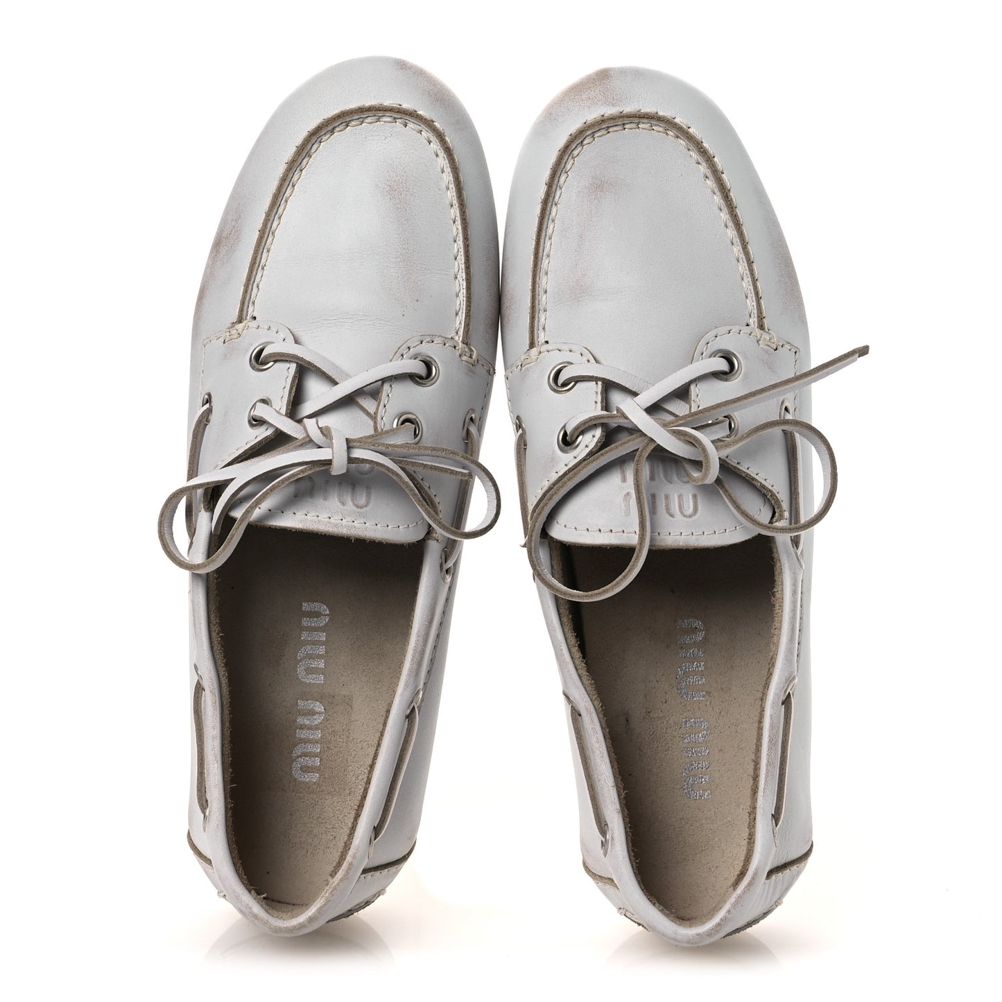 Vitello Deco Boat Loafers 37 White