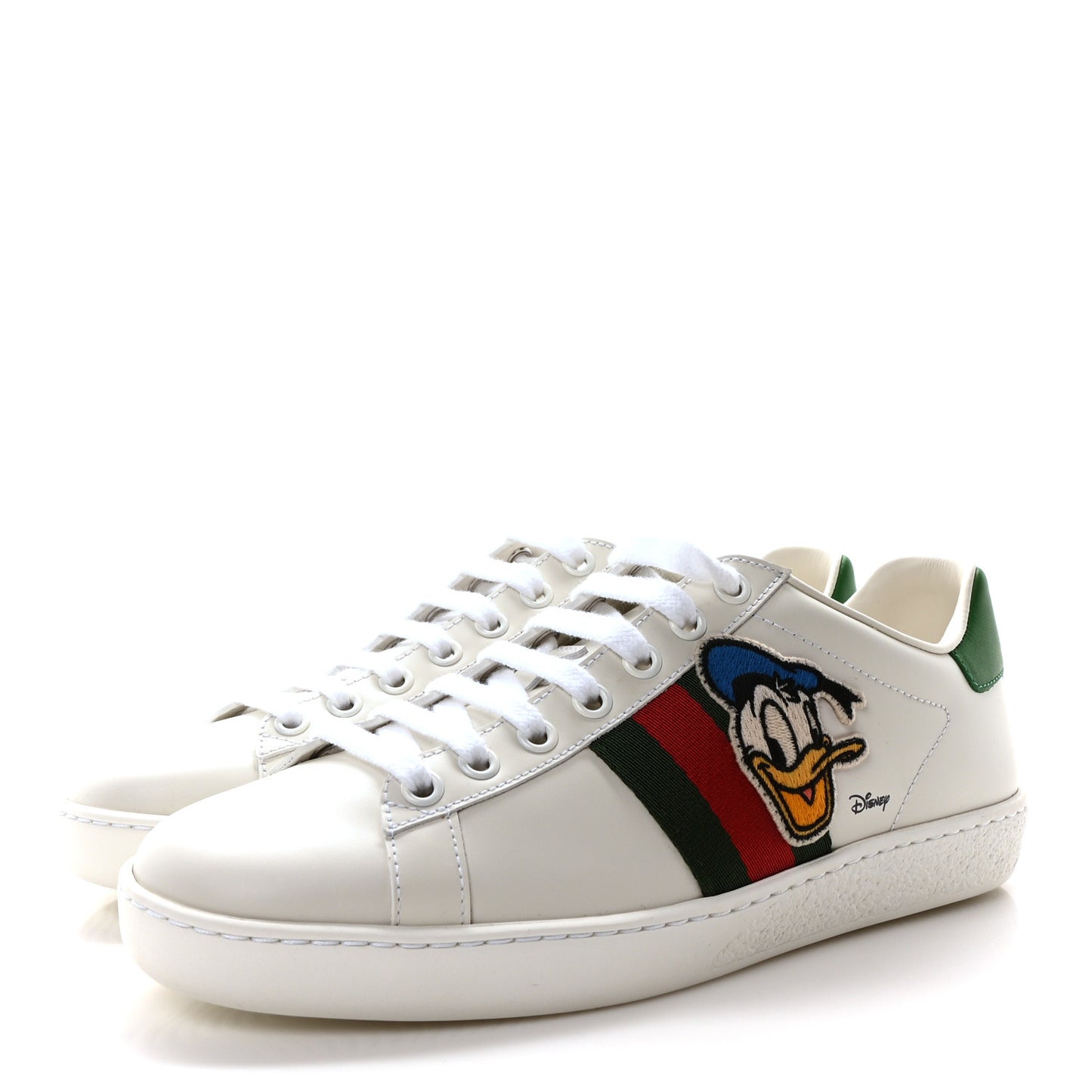 X DISNEY Calfskin Miro Soft Web Donald Duck Womens Ace Sneakers 36 White New Shamarock