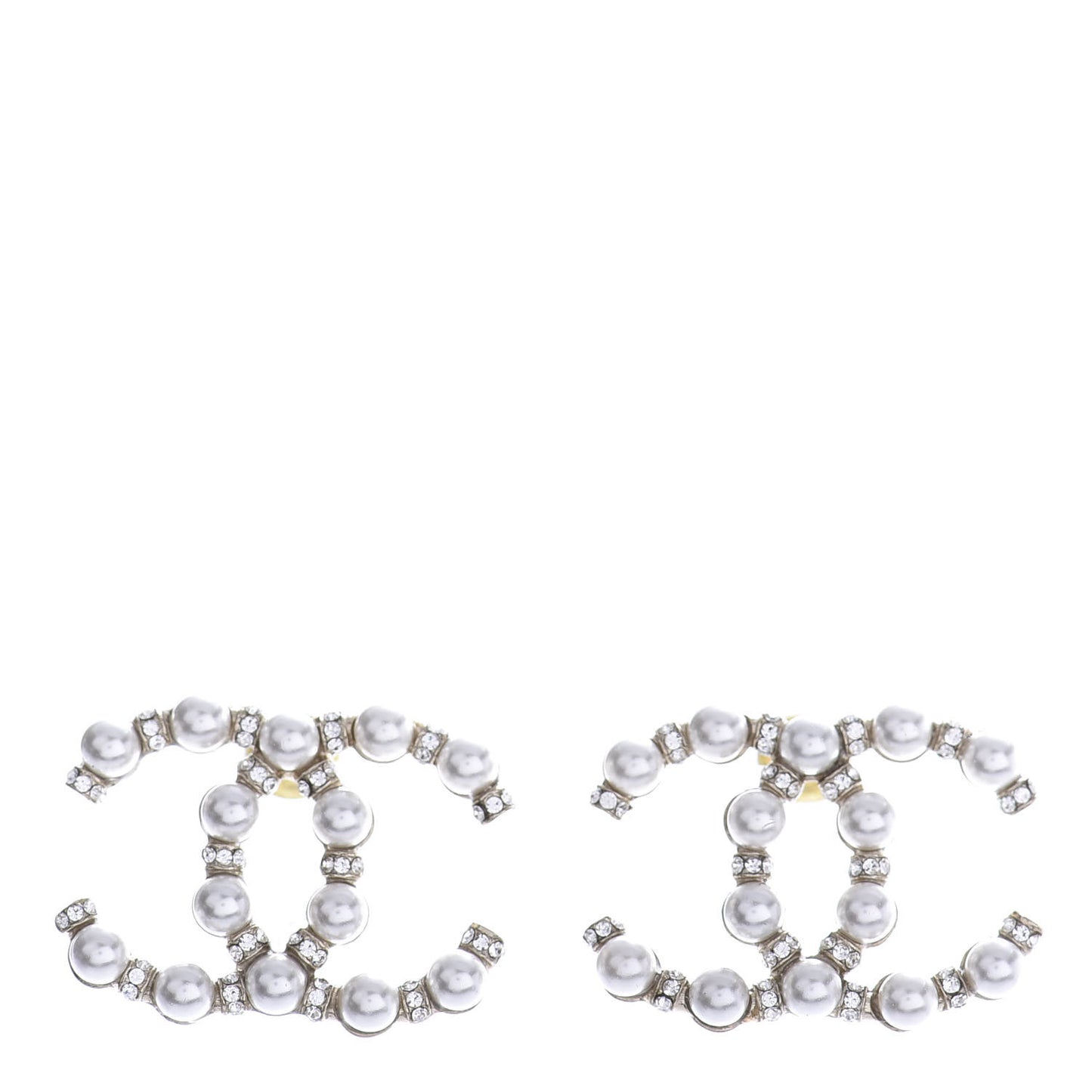 Pearl Crystal Nefertiti CC Earrings Gold