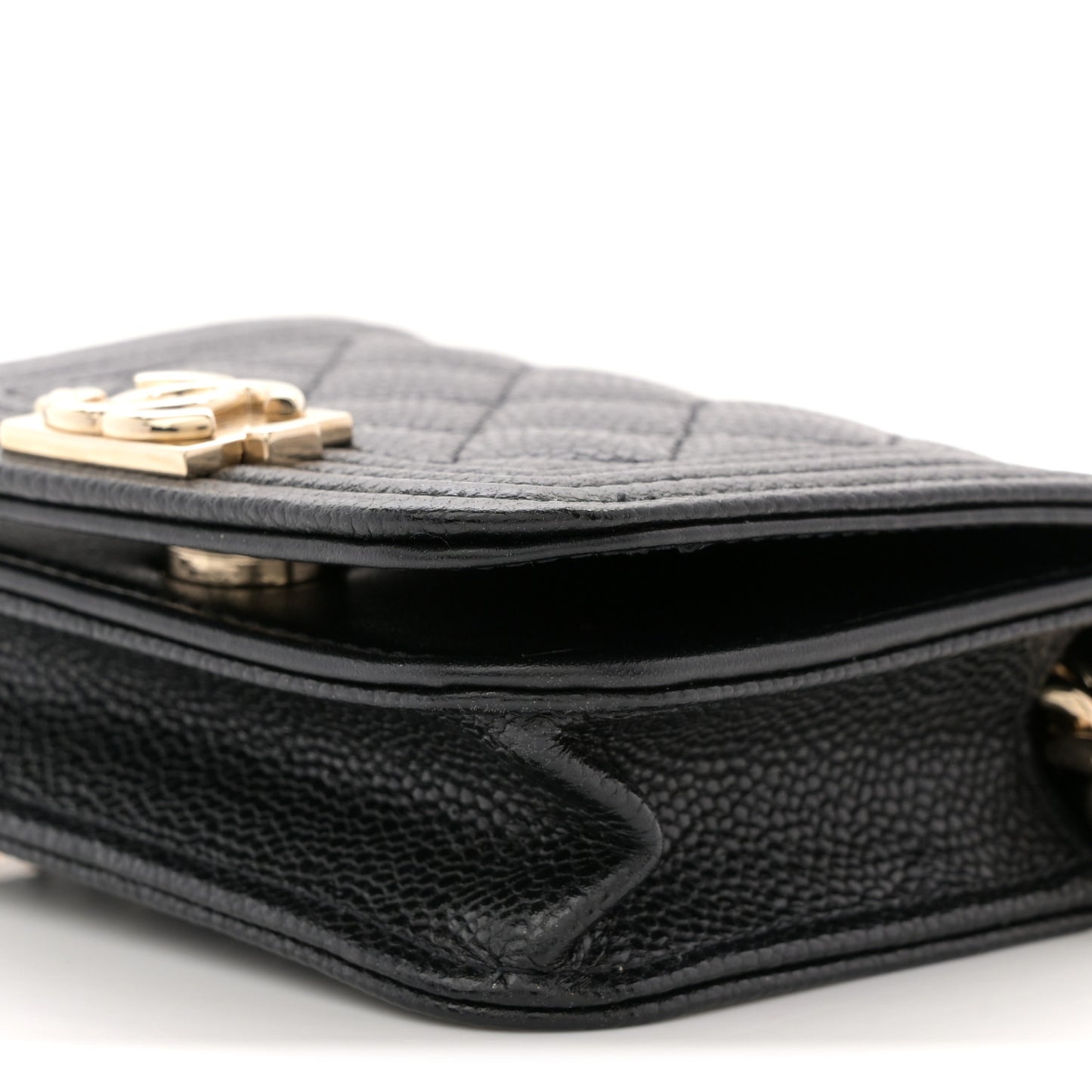 Caviar Quilted Boy Flap Waist Belt Bag Black