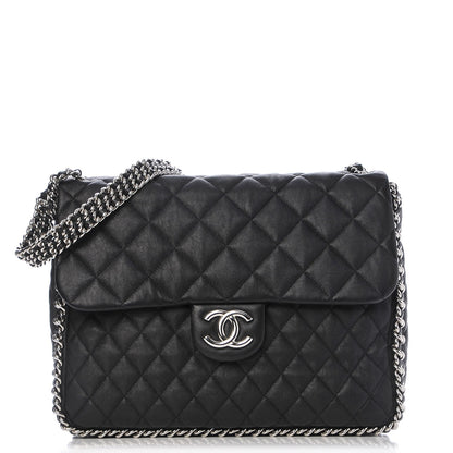 Chanel Washed Lambskin Maxi Chain Around Flap Black 1 of 8