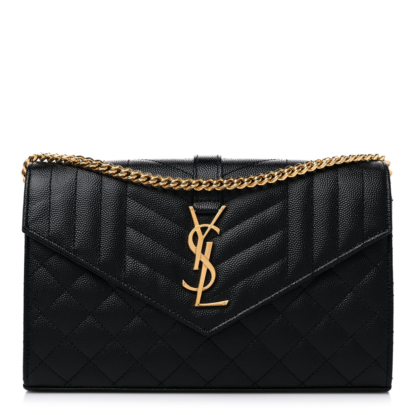 Grain De Poudre Mixed Matelasse Triquilt Monogram Chain Wallet Black