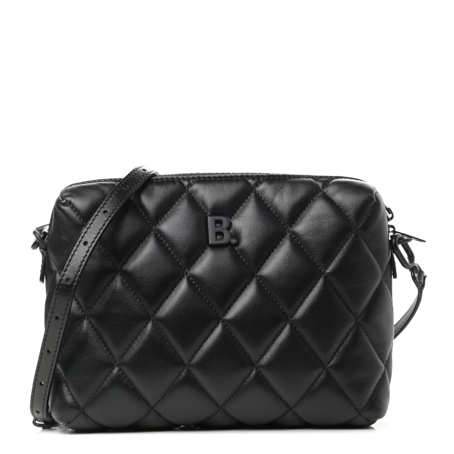 Balenciaga Nappa Calfskin Quilted Touch B Camera Shoulder Bag Black 1 of 9