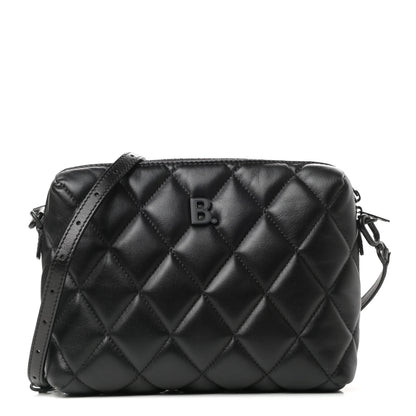 Balenciaga Nappa Calfskin Quilted Touch B Camera Shoulder Bag Black 1 of 9