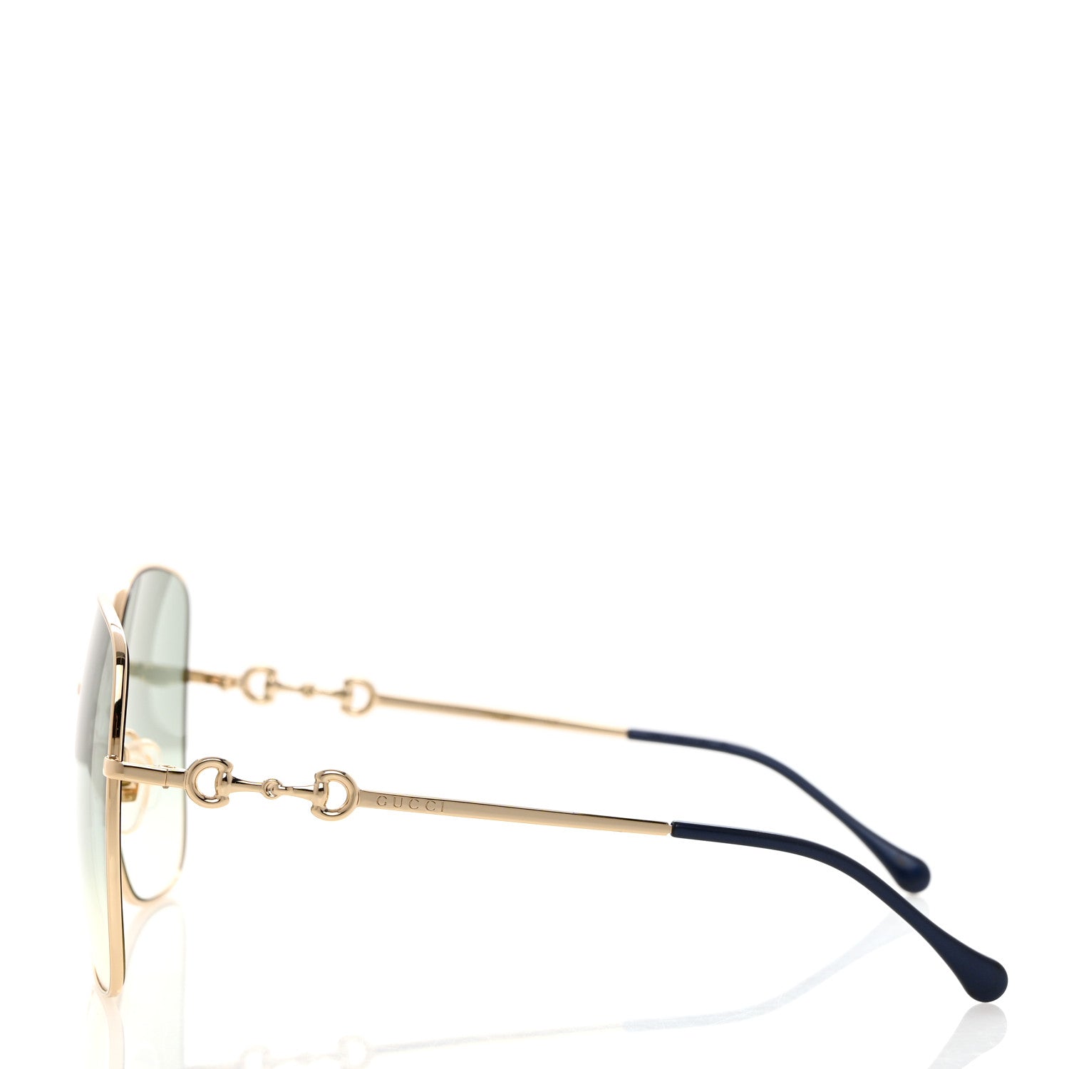 Gucci Metal Horsebit Square Frame Sunglasses GG0879S Gold 3 of 8