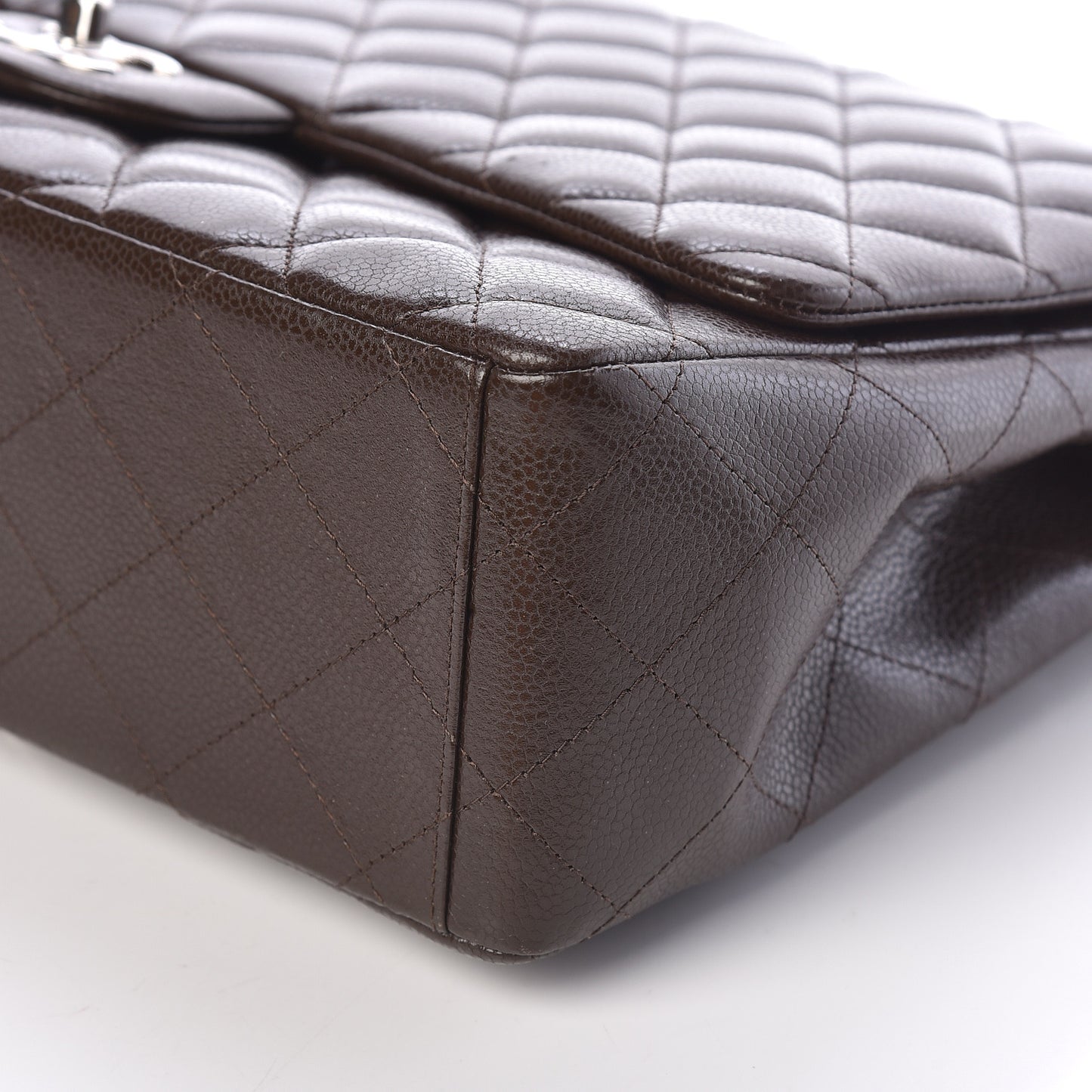 Caviar Quilted Maxi Single Flap Dark Brown
