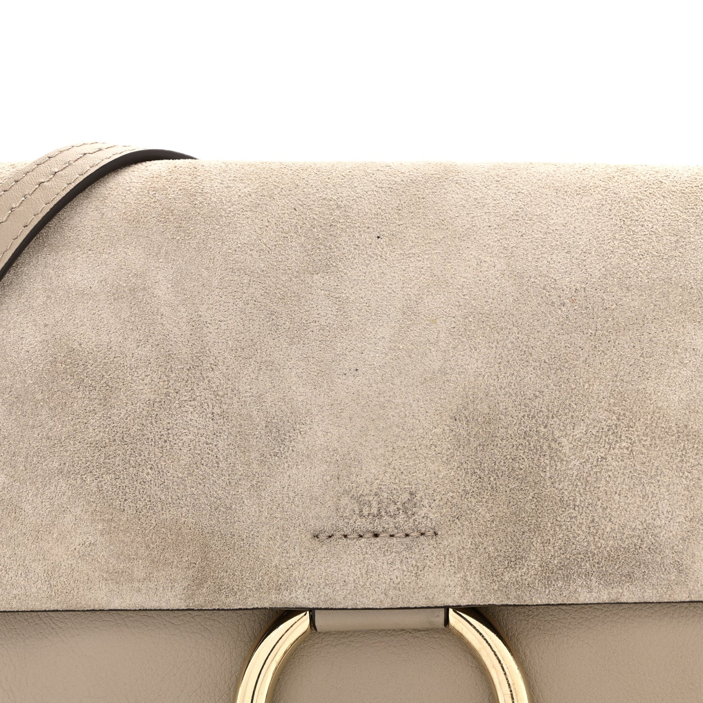 Suede Calfskin Small Faye Shoulder Bag Motty Grey