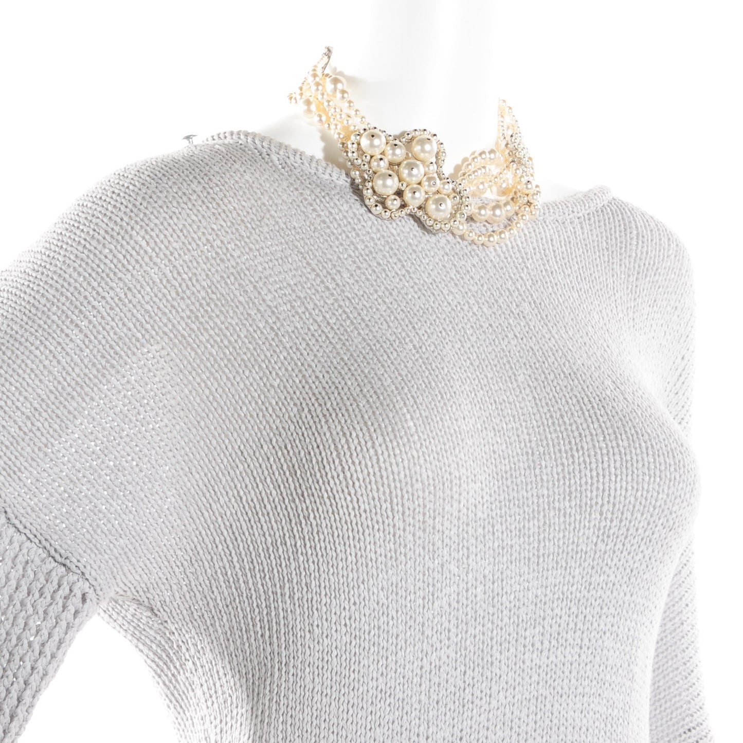 Pearl Multi Strand Choker Necklace Silver