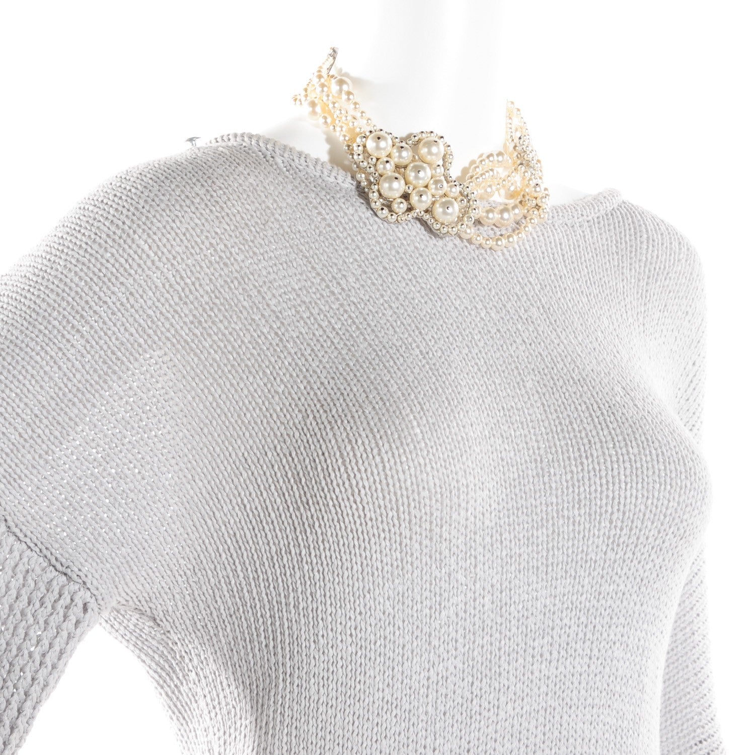 Chanel Pearl Multi Strand Choker Necklace Silver 3 of 12