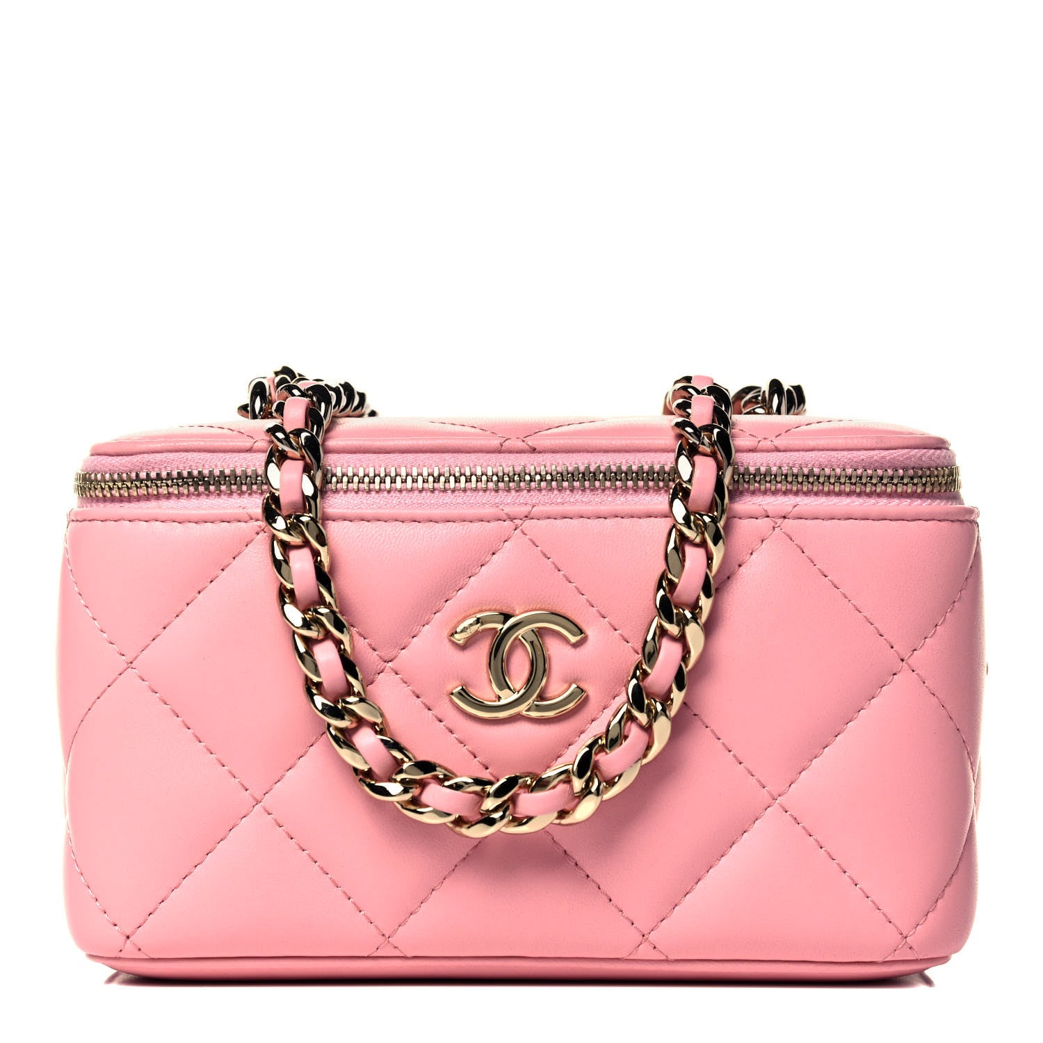 Chanel Lambskin Resin Elegant Chain Vanity Case Pink 1 of 9