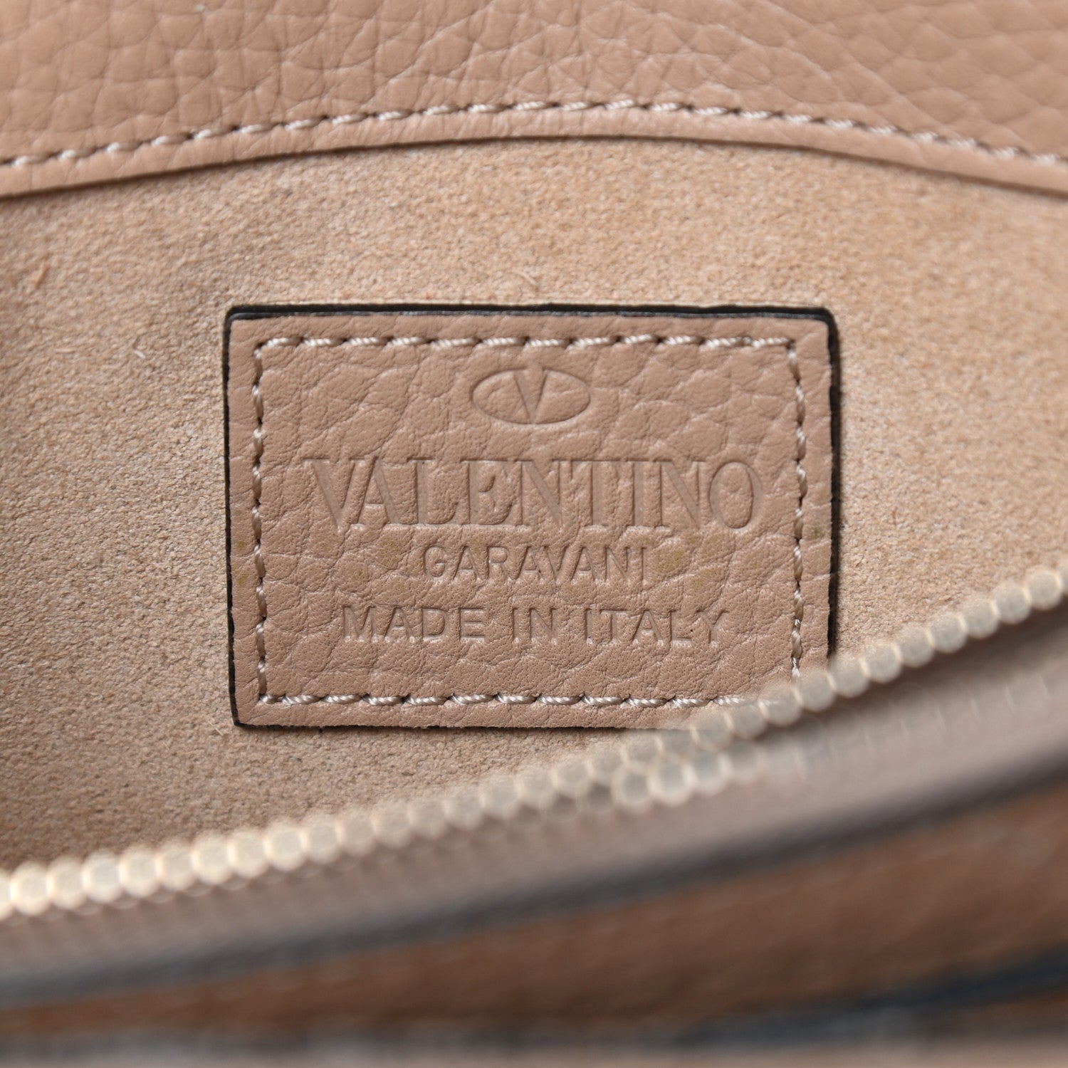 Valentino Garavani Pebbled Calfskin Rockstud Wallet on Chain Camel Rose 6 of 9