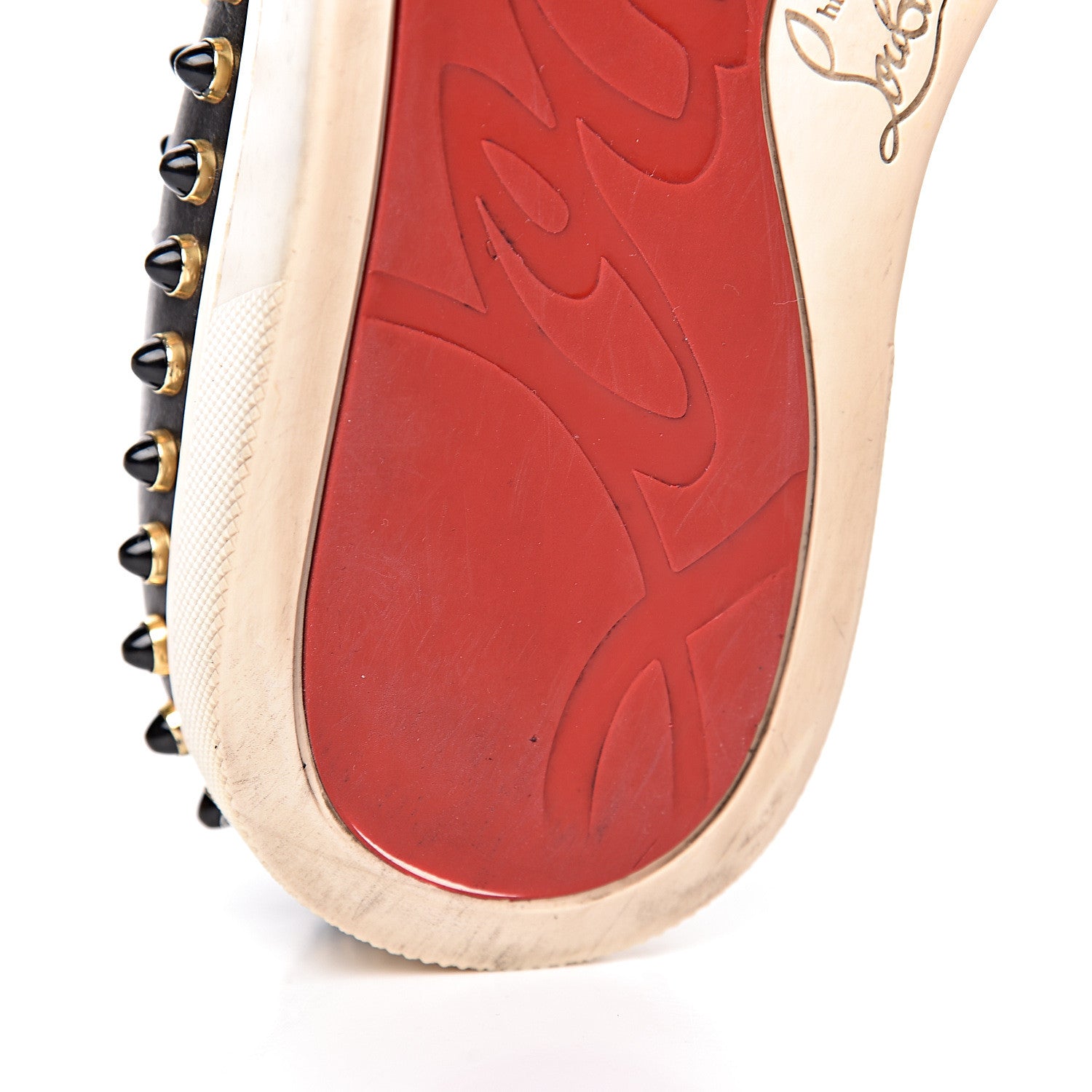 Christian Louboutin Calfskin Studded Womens Cador Flat 35.5 Black 15 of 17