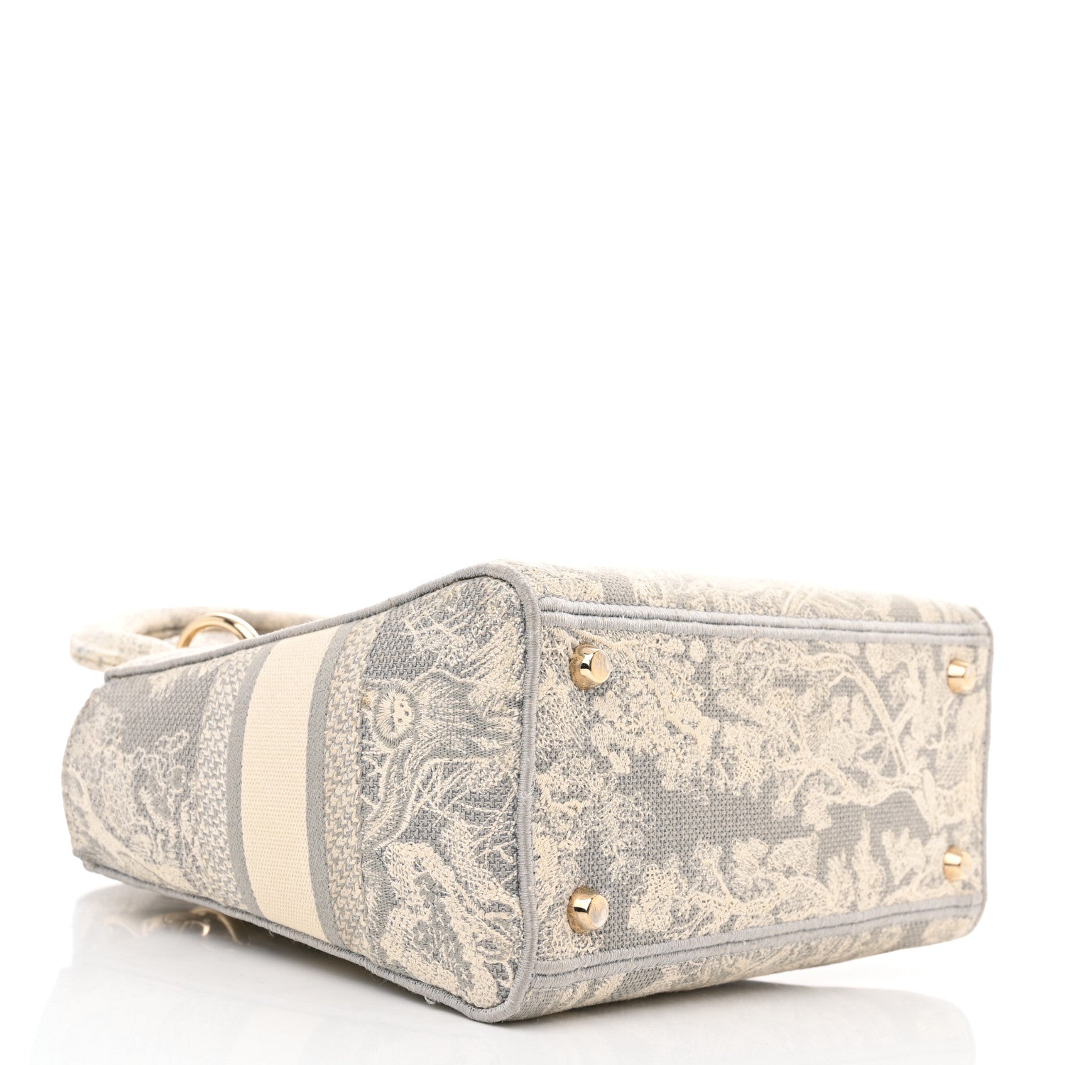 Christian Dior Canvas Toile De Jouy Reverse Embroidered Medium Lady D-Lite Gray 4 of 9