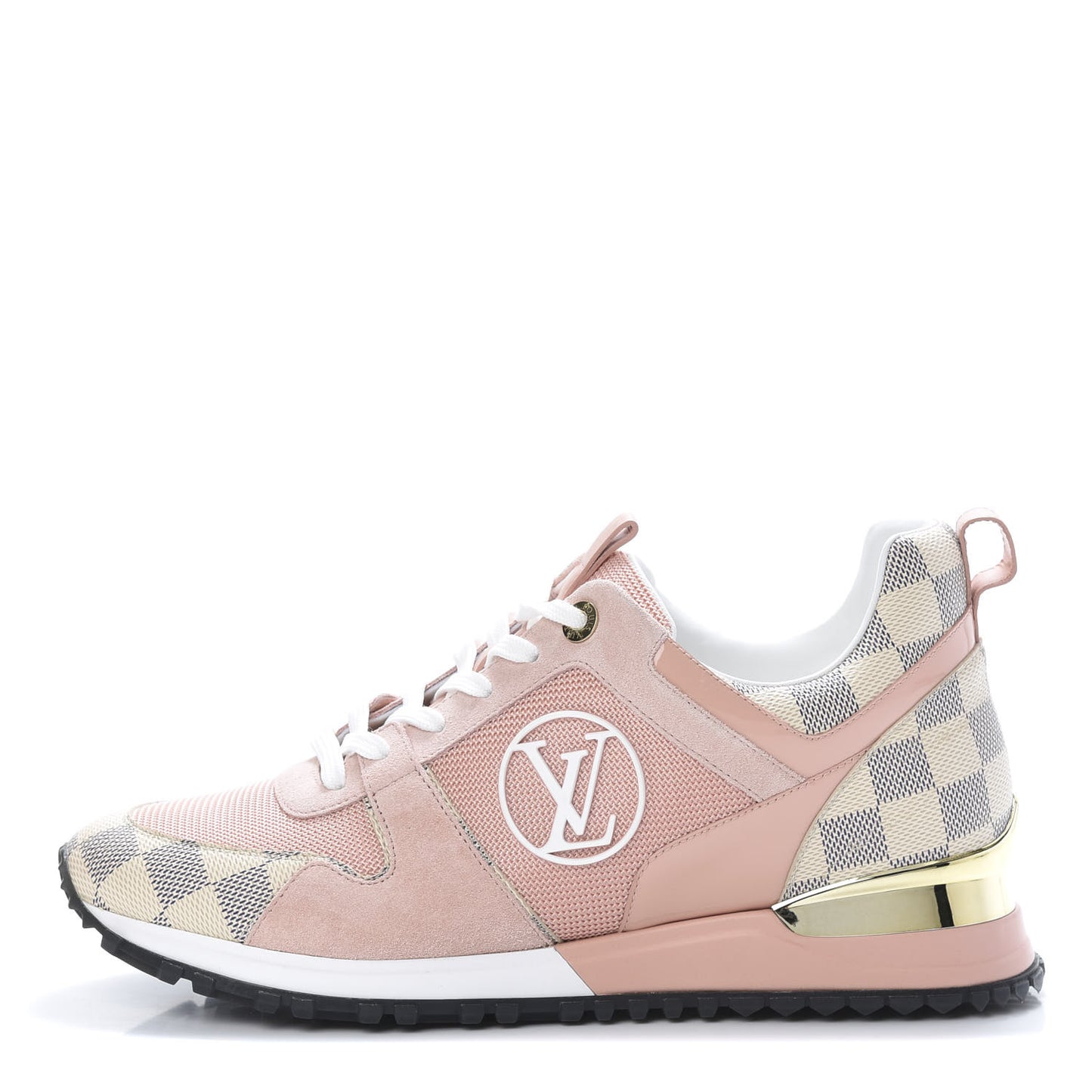 Suede Damier Azur Run Away Sneakers 39.5 Pink