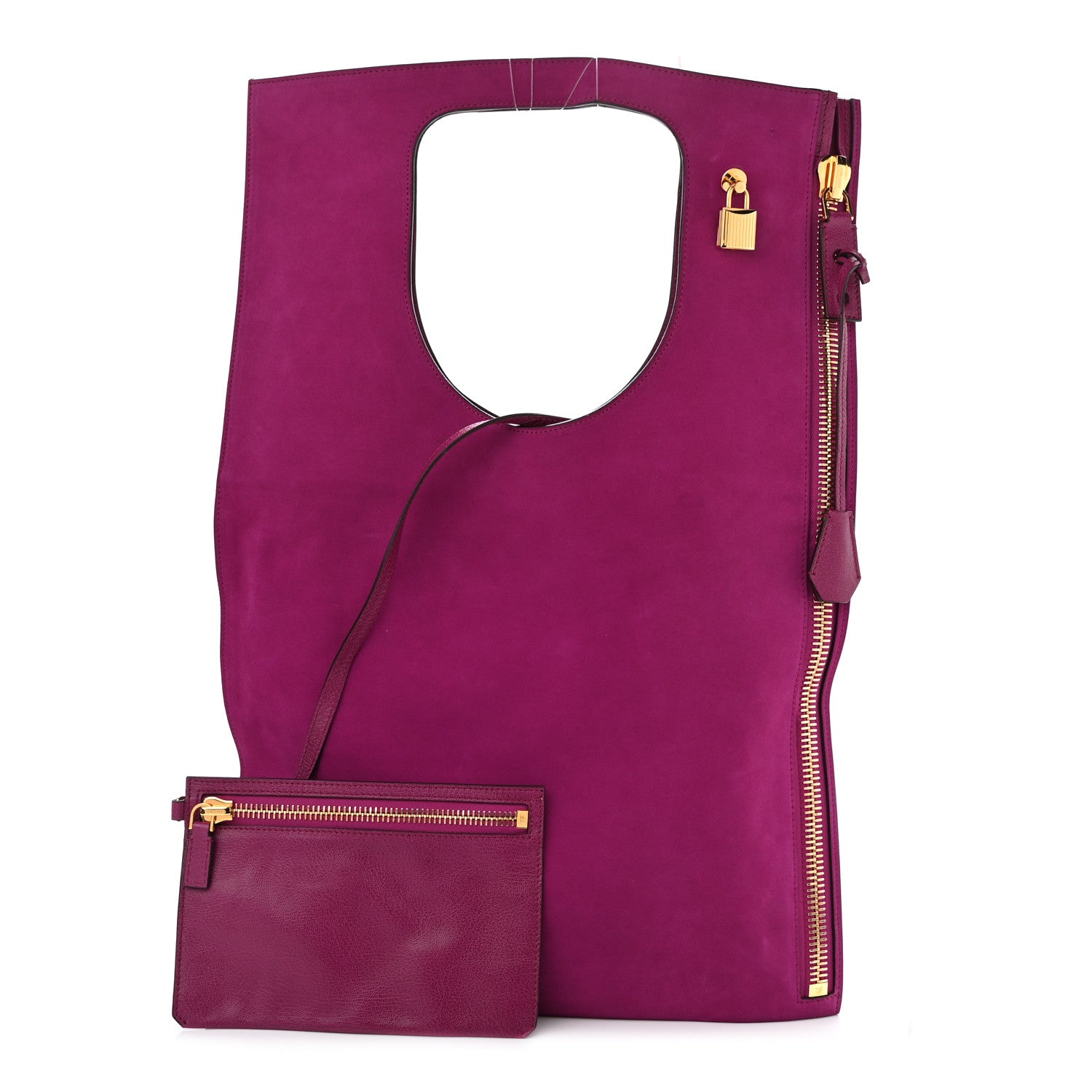 Tom Ford Suede Large Alix Padlock Zip Shoulder Bag Fuchsia 1 of 11