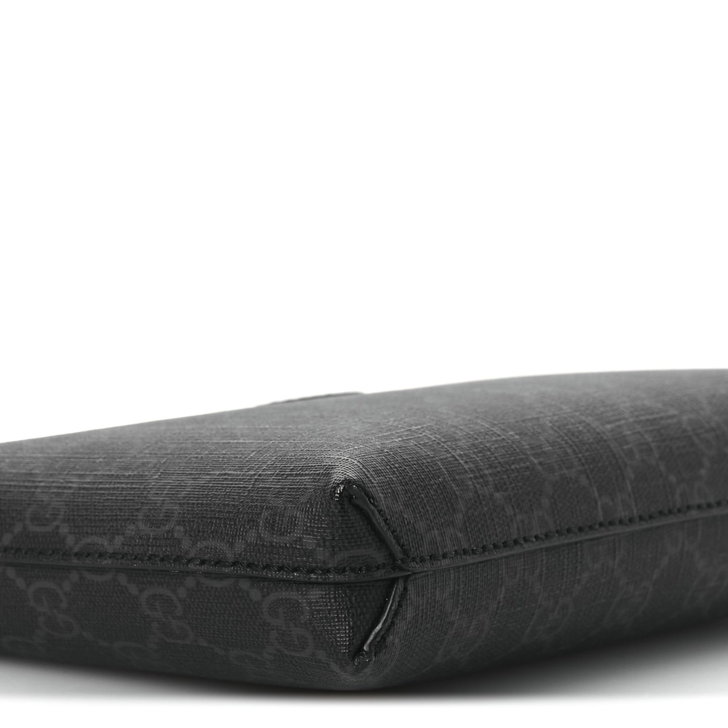 GG Supreme Monogram Azalea Calfskin Retro Interlocking G Wristlet Messenger Bag Black