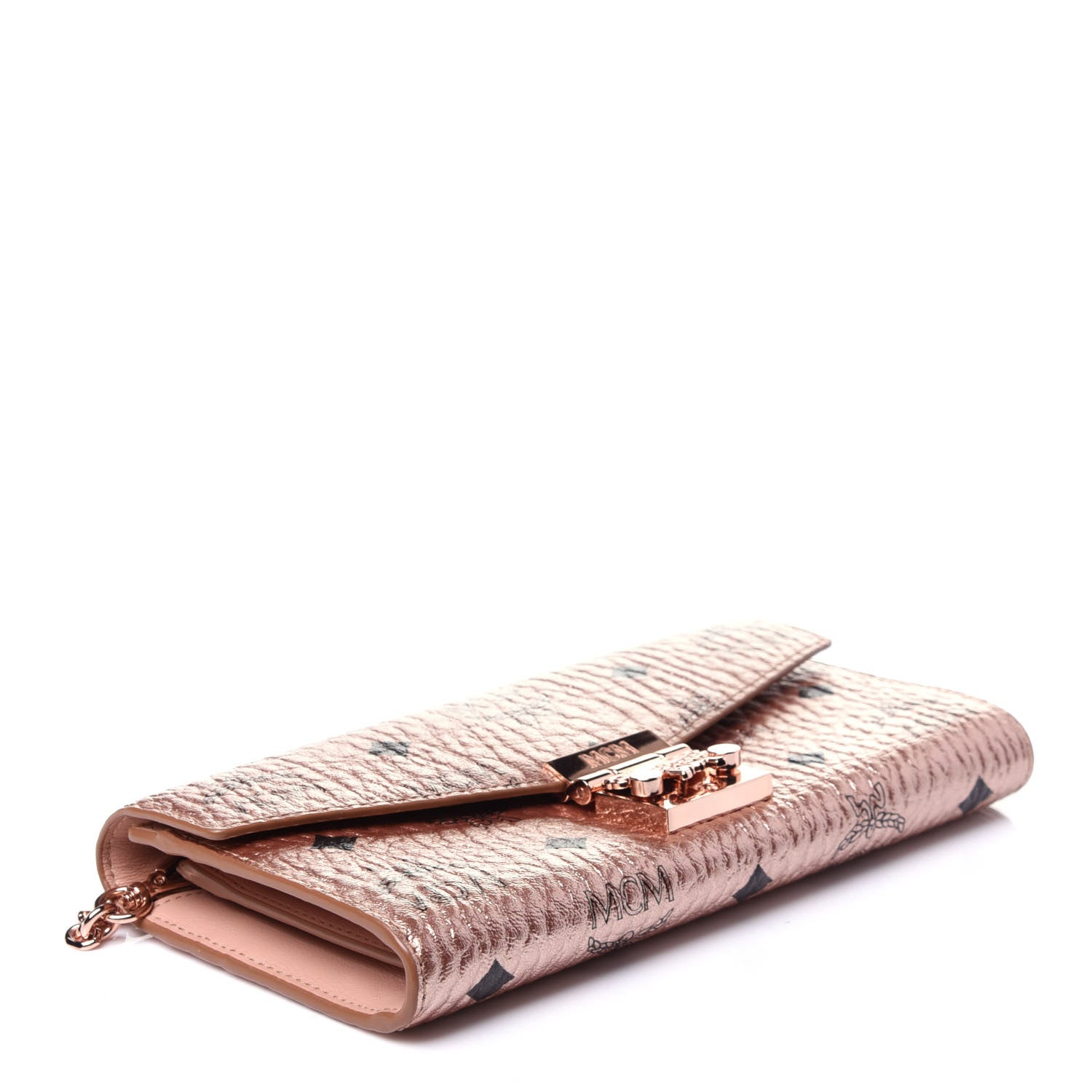 MCM Metallic Visetos Patricia Wallet On Chain Champagne Gold 4 of 11