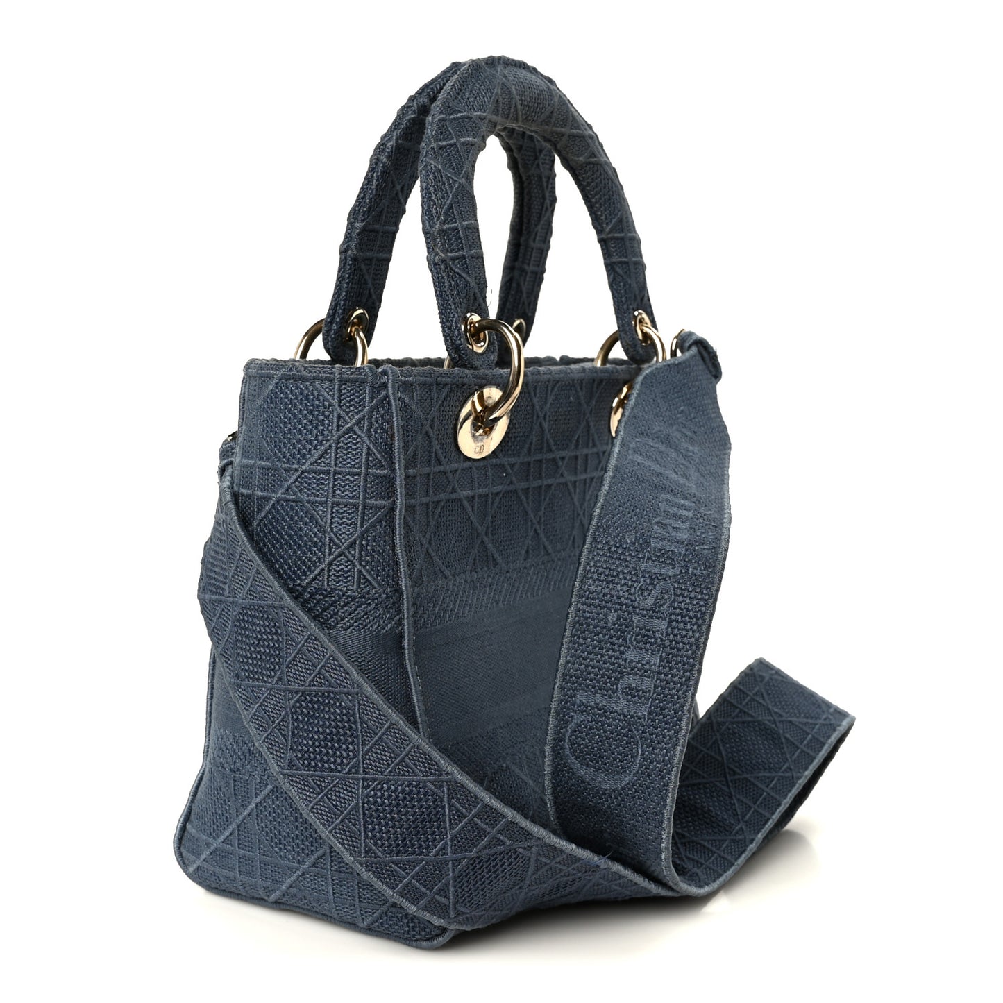 Canvas Embroidered Cannage Medium Lady D-Lite Denim Blue