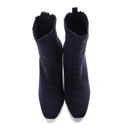 Hermes Knit Calfskin Volver Ankle Boots 40 Bleu Diplomatique 5 of 8
