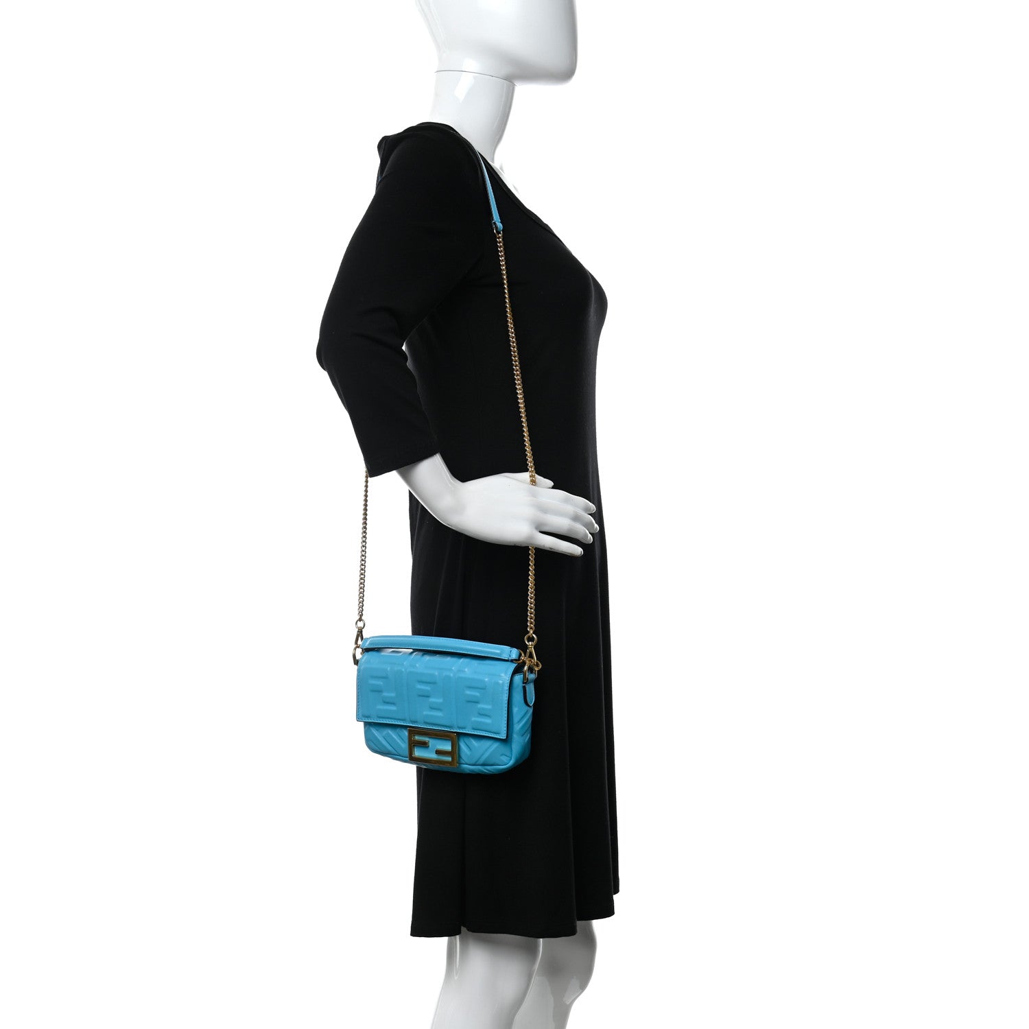 Fendi Nappa FF 1974 Embossed Mini Baguette Pool 2 of 11