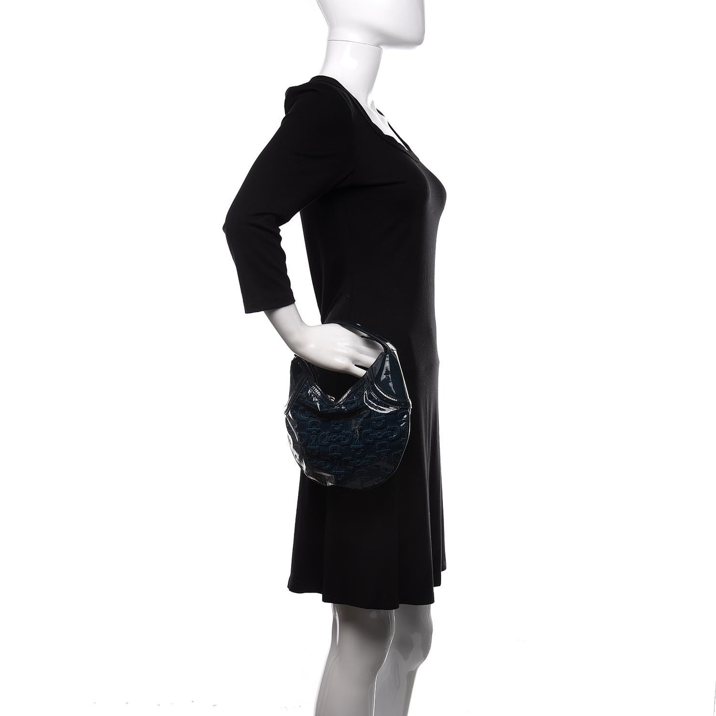 Patent Calfskin Horsebit Embossed Glam Hobo Blue