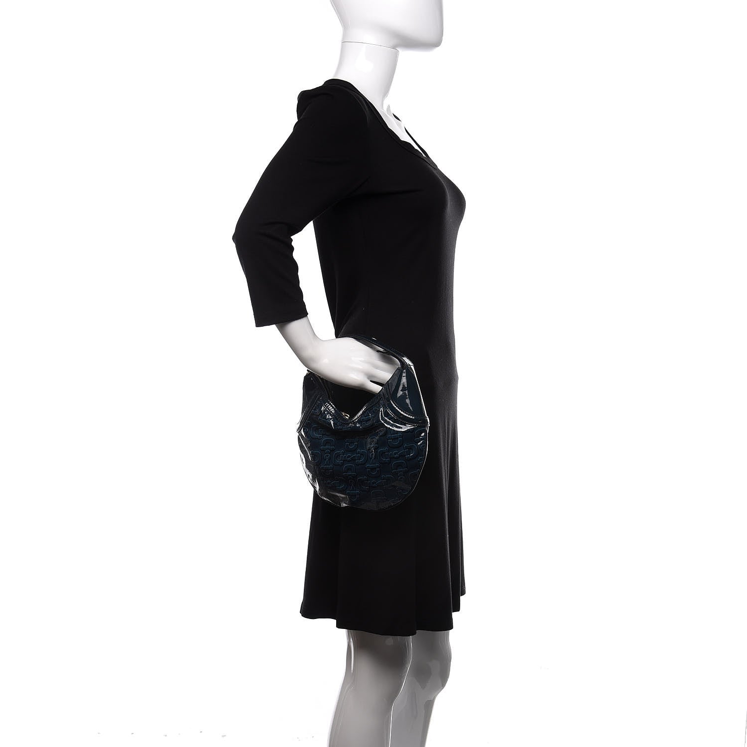 Gucci Patent Calfskin Horsebit Embossed Glam Hobo Blue 2 of 11