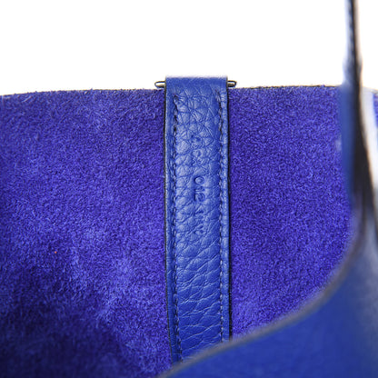 Hermes Taurillon Clemence Matte Alligator Picotin Lock Touch 22 MM Bleu Electrique 7 of 12