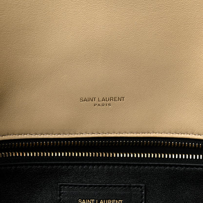 Saint Laurent Shearling Lambskin Quilted Sade Puffer Envelope Clutch Natural Beige 6 of 13