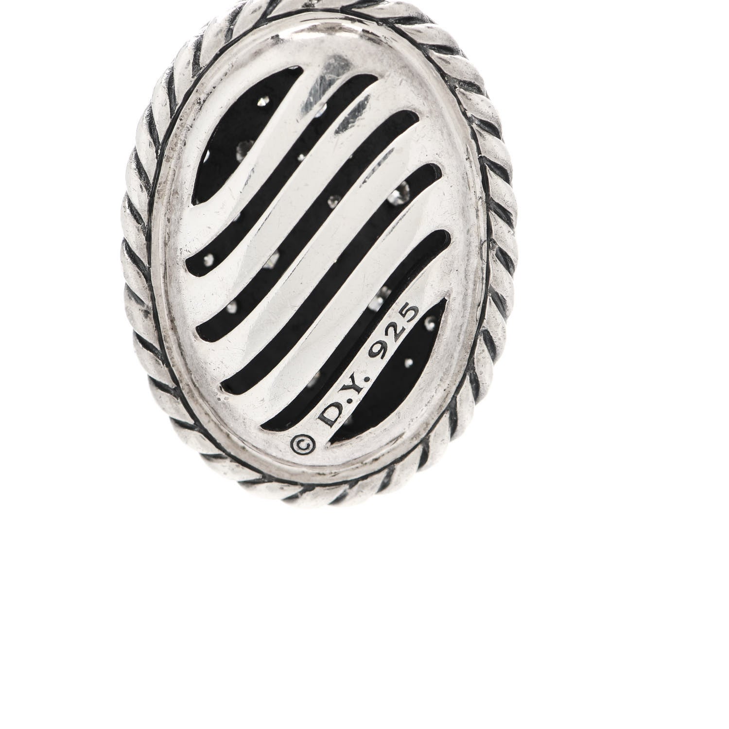 David Yurman Sterling Silver Diamond Midnight Melange Oval Enhancer Pendant Four Strand Necklace 4 of 4