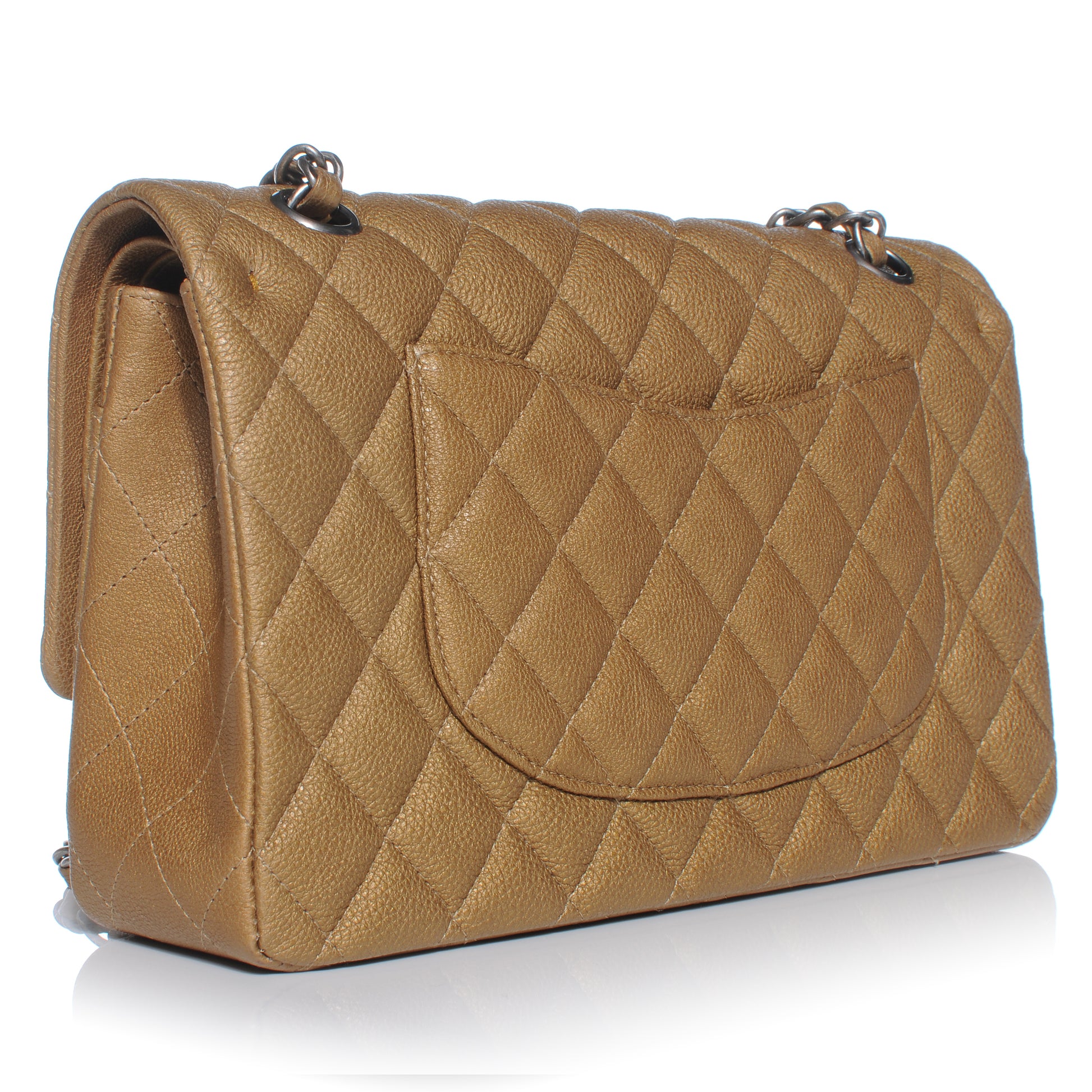 Chanel Grained Calfskin Medium Double Flap Dark Gold 13C 3 of 12