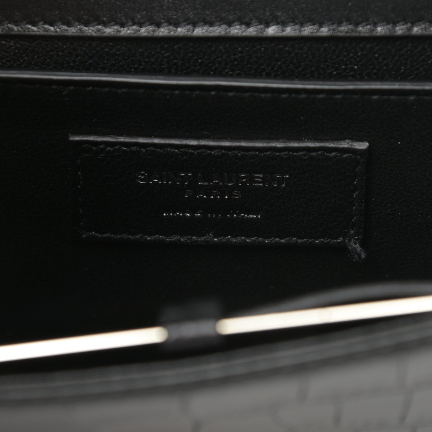 Calfskin Crocodile Embossed Small Babylone Black