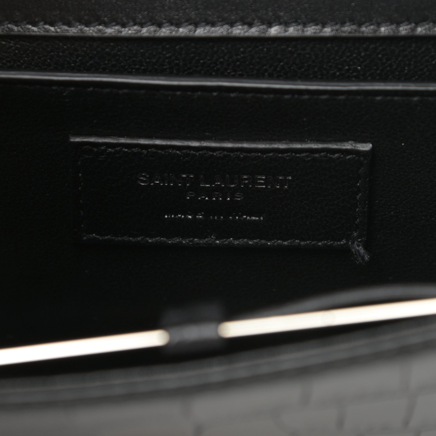 Saint Laurent Calfskin Crocodile Embossed Small Babylone Black 6 of 12