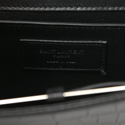 Saint Laurent Calfskin Crocodile Embossed Small Babylone Black 6 of 12
