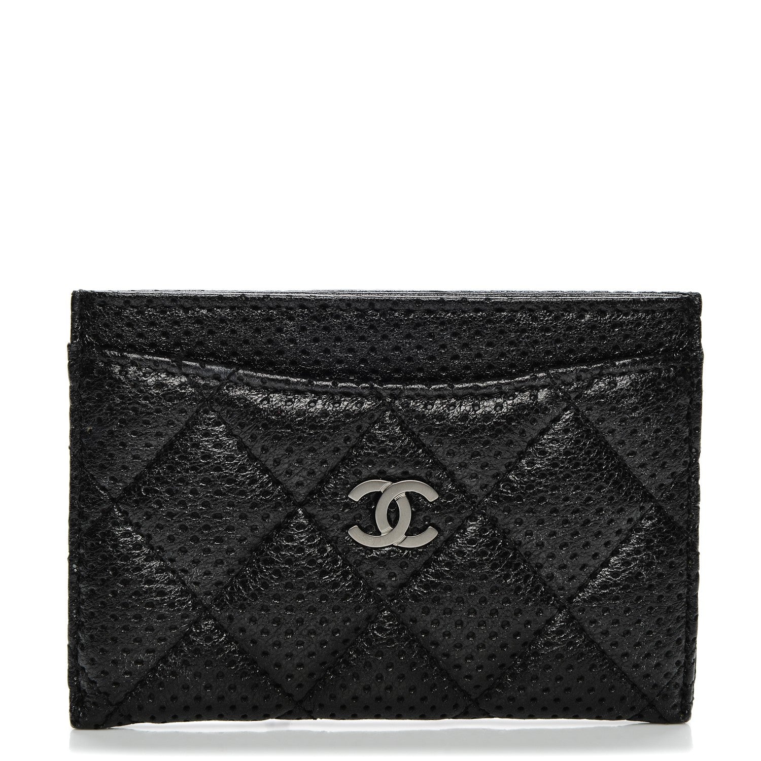 Chanel Perforated Lambskin Quilted Card Holder Black 1 of 9
