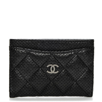 Chanel Perforated Lambskin Quilted Card Holder Black 1 of 9