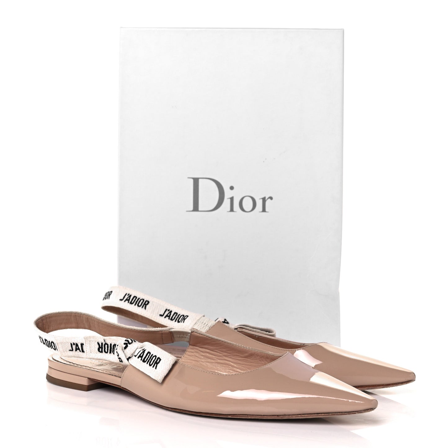 Patent Ribbon J'Adior Slingback Ballet Flats 40 Nude