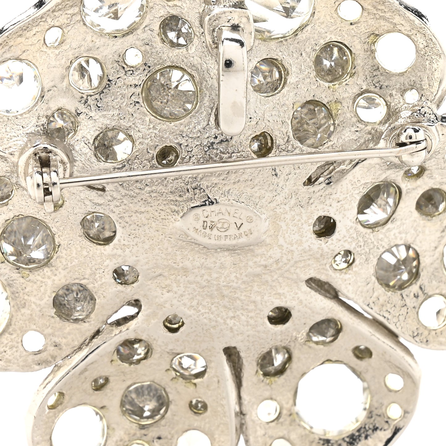 Swarovski Crystal Camellia CC Brooch Silver