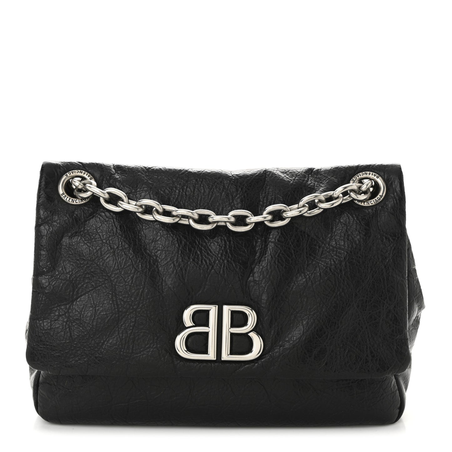 Arena Calfskin Mini Monaco Chain Shoulder Bag Black