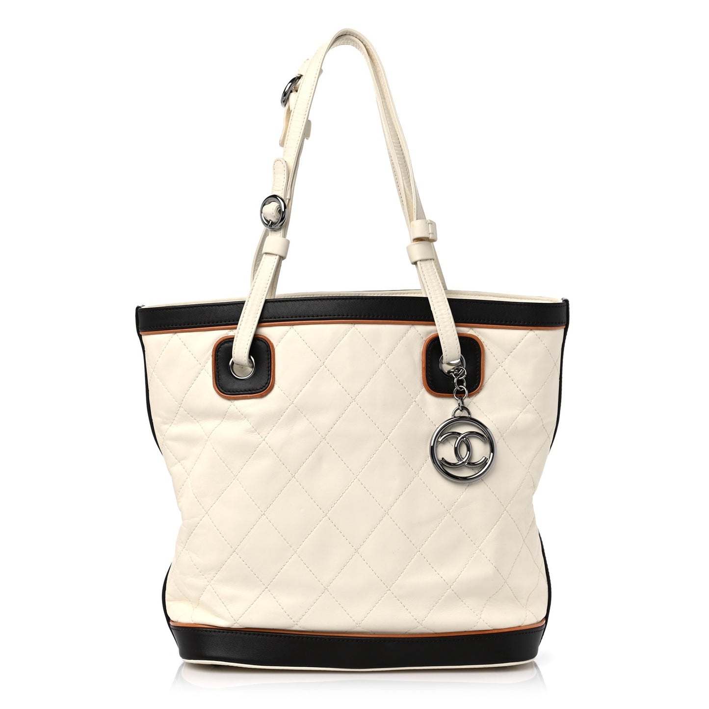 Lambskin Quilted Country Club Tote White Black