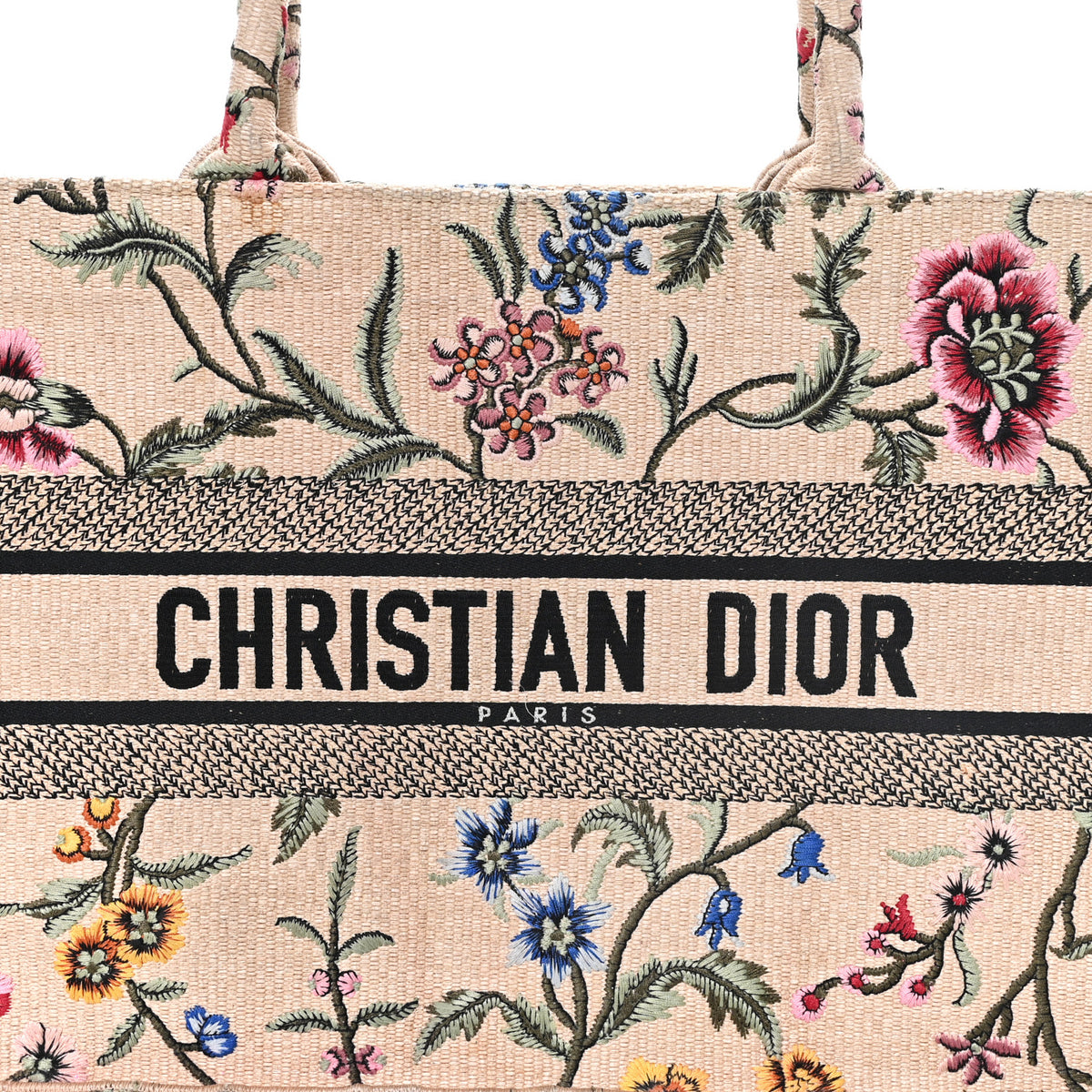 Christian Dior Raffia Embroidered Petites Fleurs Medium Book Tote Natural 8 of 12